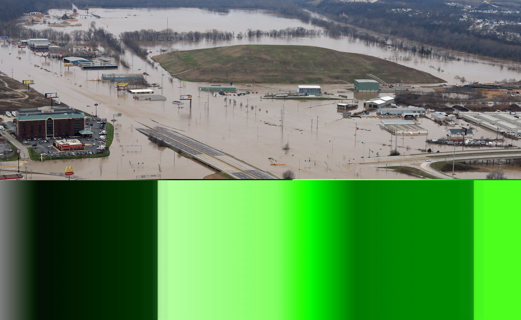 Historic flooding on the Meramec River, Tesson Ferry Road closed